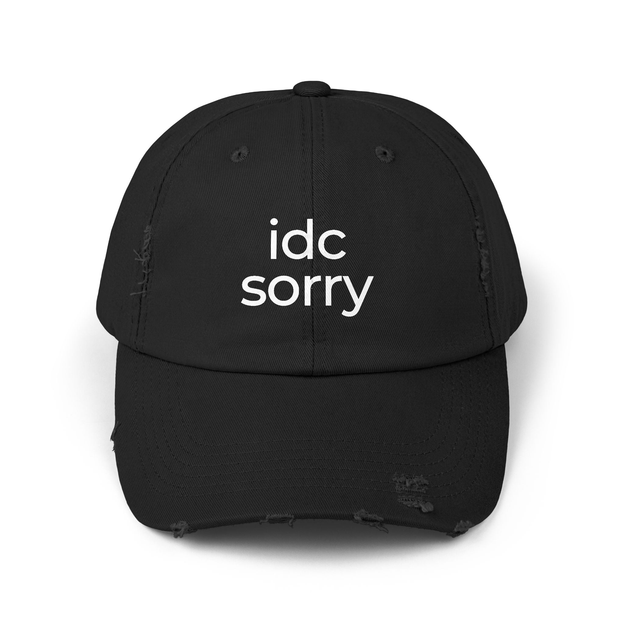 "idc sorry" Unisex Distressed Cap