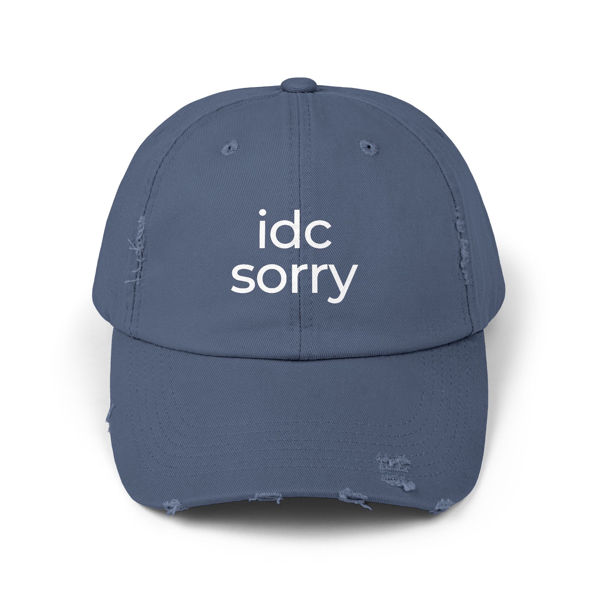"idc sorry" Unisex Distressed Cap
