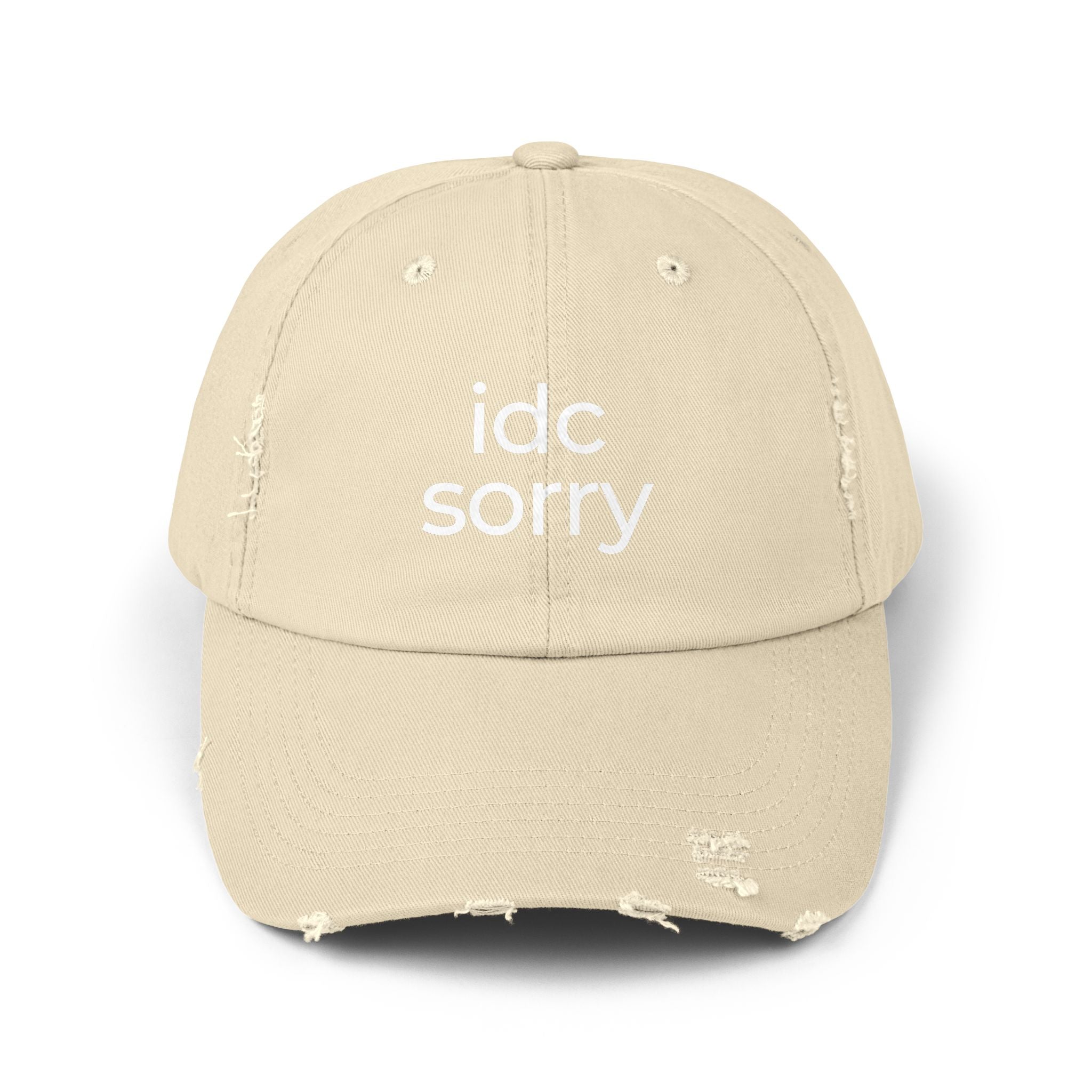 "idc sorry" Unisex Distressed Cap