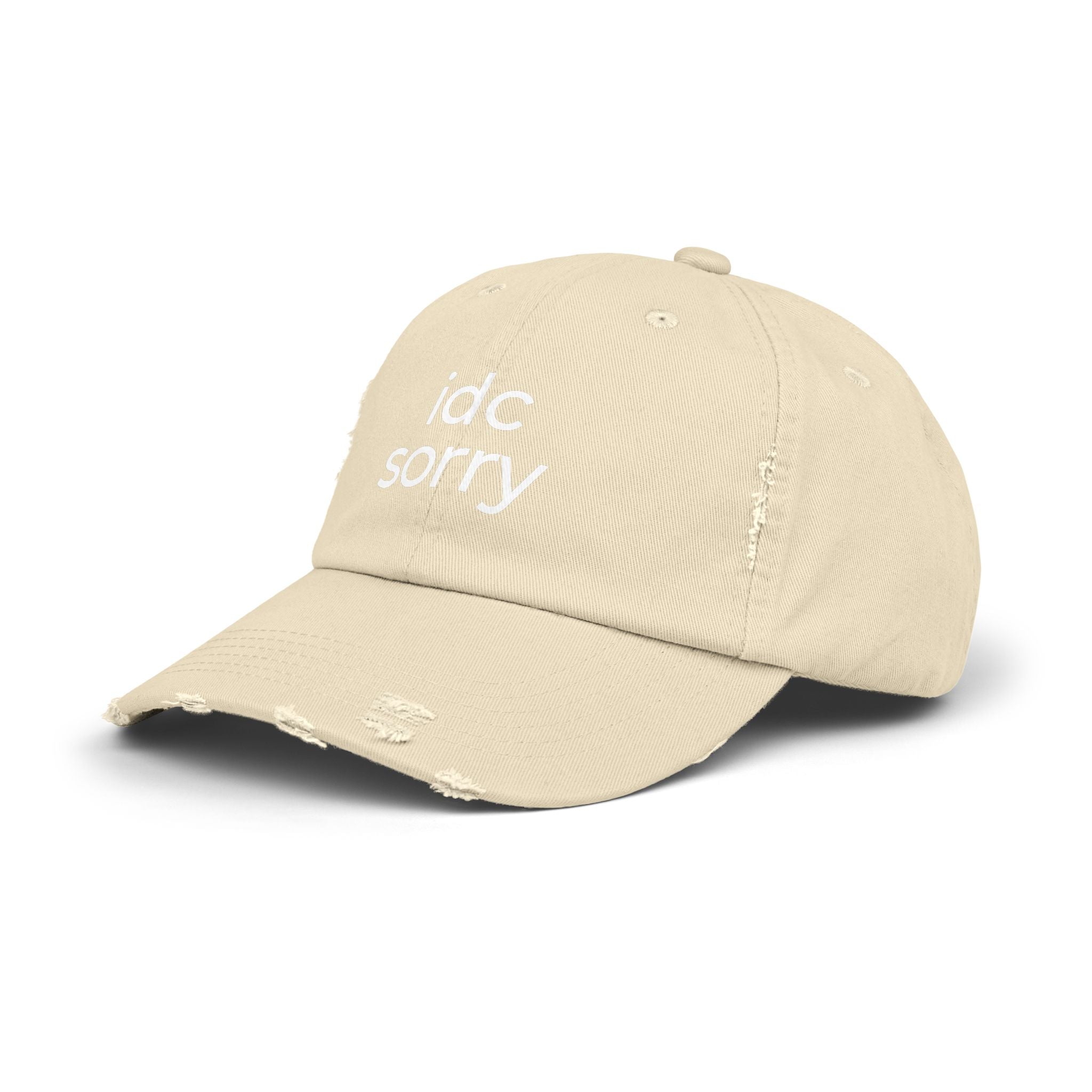 "idc sorry" Unisex Distressed Cap