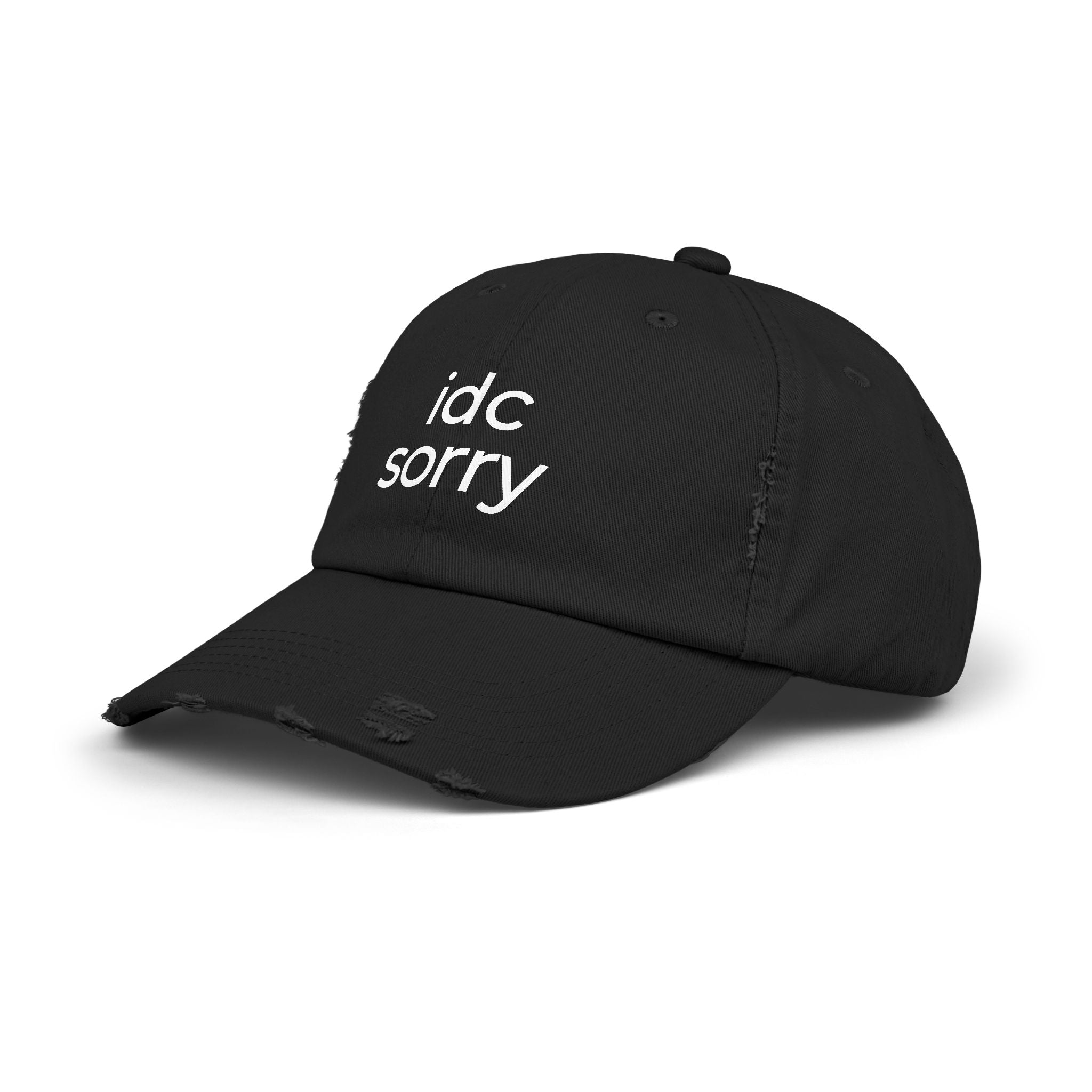 "idc sorry" Unisex Distressed Cap