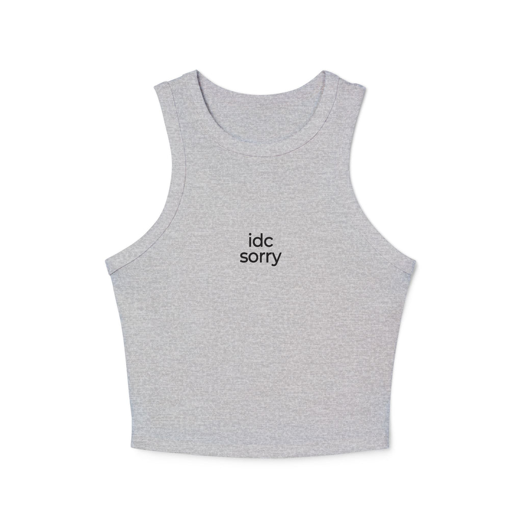 "idc sorry" Minimal Graphic Crop Tank Top