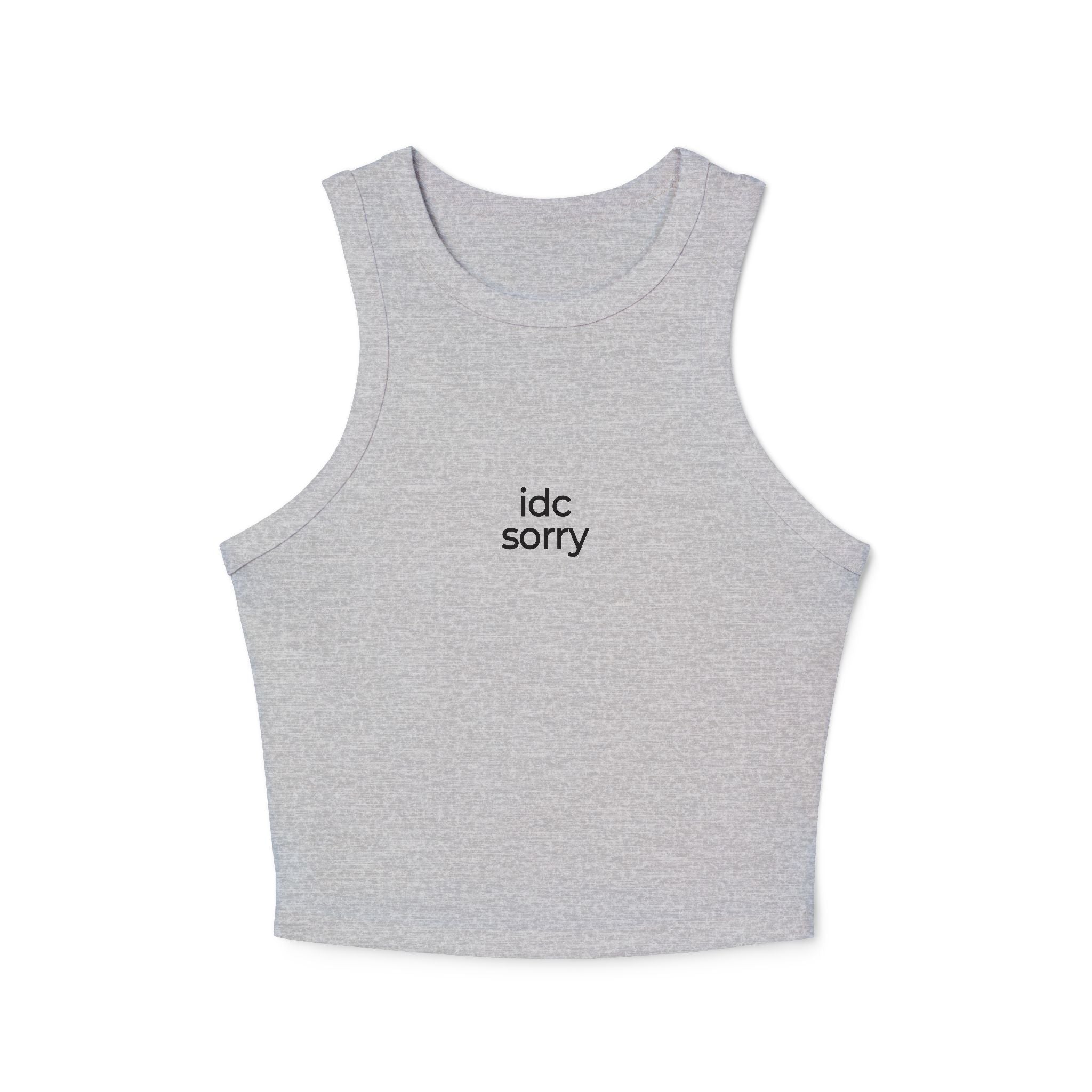 "idc sorry" Minimal Graphic Crop Tank Top
